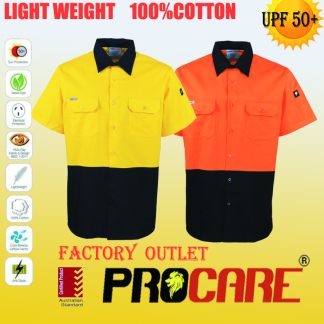 HI VIS SHIRTS WORKWEAR SAFETY, UNIFORMS, 100%COTTON DRILL SHORT SLEEVE.