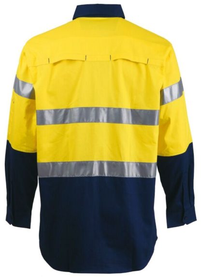 HI VIS SHIRT 100% COTTON SAFETYWORKWEAR, LONG SLEEVE WITH 3M R/TAPE COOL VENT - Image 4