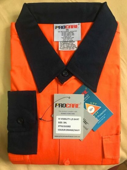 HI VIS SHIRT 100% COTTON SAFETYWORKWEAR, LONG SLEEVE WITH 3M R/TAPE COOL VENT - Image 5