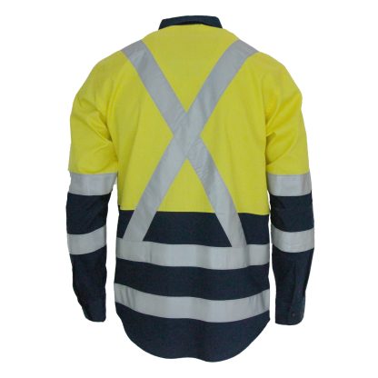 Hivis 2 tone L/W cotton bio-motion & "x" back shirt with 3M R/tape - L/S - Image 3