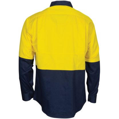 HiVis L/W Cool-Breeze T2 Vertical Vented Cotton Shirt with Gusset Sleeves - Long Sleeve - Image 3