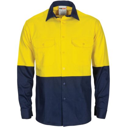 HiVis L/W Cool-Breeze T2 Vertical Vented Cotton Shirt with Gusset Sleeves - Long Sleeve - Image 4