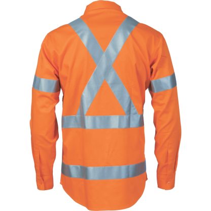 HiVis Cool-Breeze Cotton Shirt with 'X' Back & additional 3m r/Tape on Tail - long sleeve - Image 2