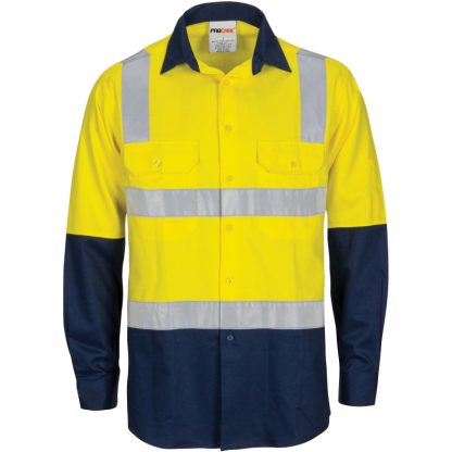 HIVIS Two Tone Cool-Breeze Cotton Shirt with Hoop & Shoulder 3M Reflective Tape - Long Sleeve - Image 2