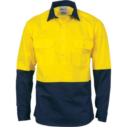 HiVis 2 Tone Cool-Breeze Close Front CottonShirt Gusset Sleeve - Long sleeve - Image 2