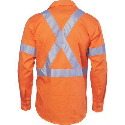 HiVis Cool-Breeze Cross Back Cotton Shirt with 3M R/Tape - long sleeve - Image 3