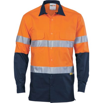 HiVis 3 Way Cool-Breeze Cotton Shirt with 3M/Tape - Long sleeve