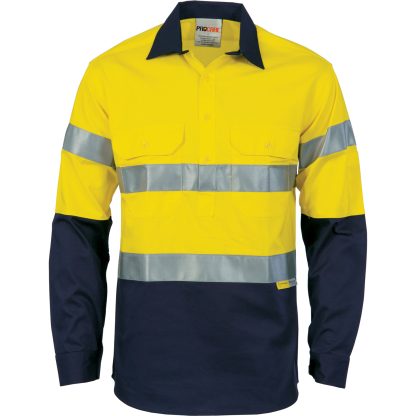 HiVis Cool-Breeze Close Front Cotton Shirtwith 3M R/Tape Gusset Sleeve - Long sleeve - Image 4