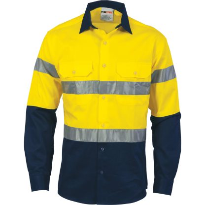 HiVis D/N 2 Tone Drill Shirt with 3M R/Tape -long sleeve - Image 4