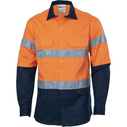 HiVis D/N 2 Tone Drill Shirt with 3M R/Tape -long sleeve