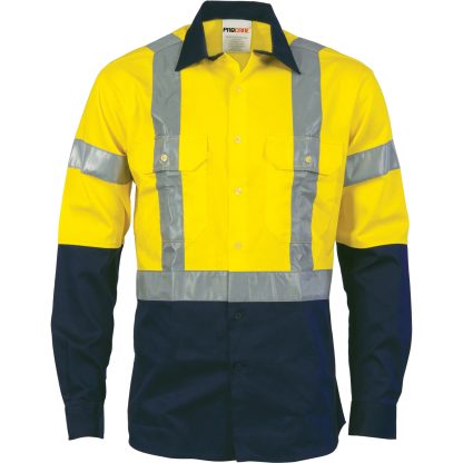 HiVis D/N 2 Tone Drill Shirt with H Pattern3M R/ Tape - Long sleeve - Image 4