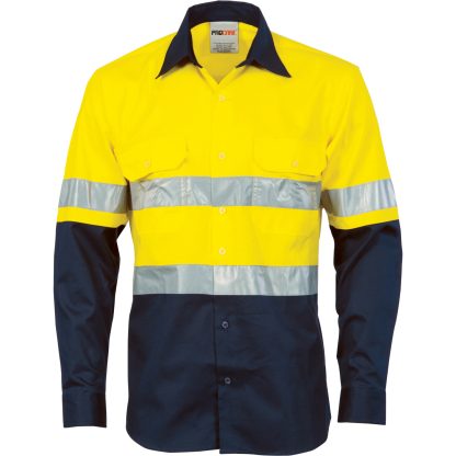 HiVis Cool-Breeze Vertical Vented Cotton Shirtwith 3M R/Tape - Long sleeve - Image 3