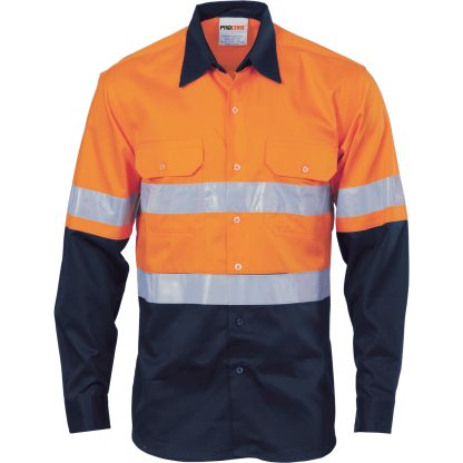 HiVis Cool-Breeze Vertical Vented Cotton Shirtwith 3M R/Tape - Long sleeve