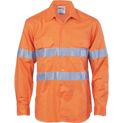 HiVis Cool-Breeze Vertical Vented Cotton Shirtwith 3M R/Tape - Long sleeve