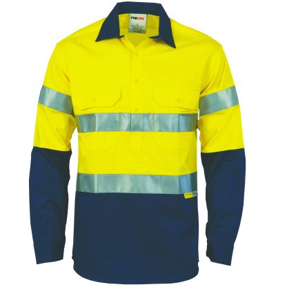 HiVis Two Tone Closed Front Cotton Shirt with 3M R/Tape,Gusset Sleeve - Image 3