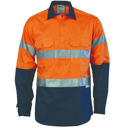 HiVis Two Tone Closed Front Cotton Shirt with 3M R/Tape,Gusset Sleeve - Image 2